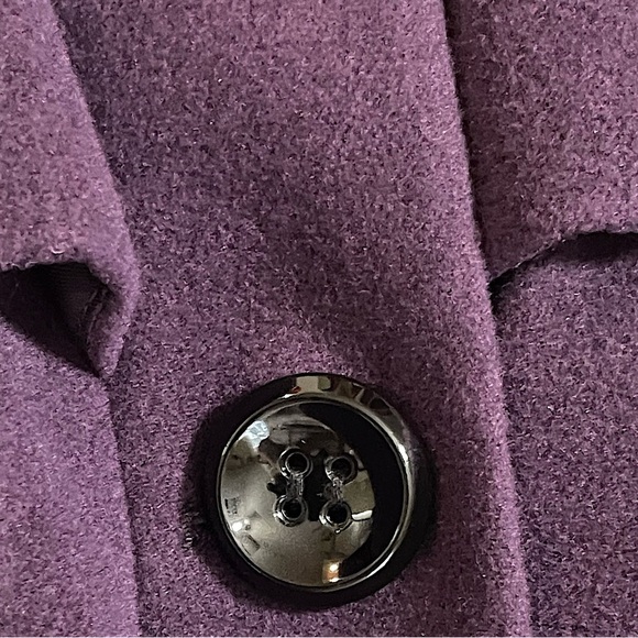 💥SALE💥STEVE MADDEN DEEP PLUM RUFFLED PEA COAT SZ SM EUC - Picture 8 of 15